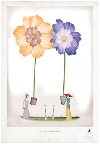 Vita and Virginia Gifting - Whimsical Fun Gardening Print by Tony Fernandes